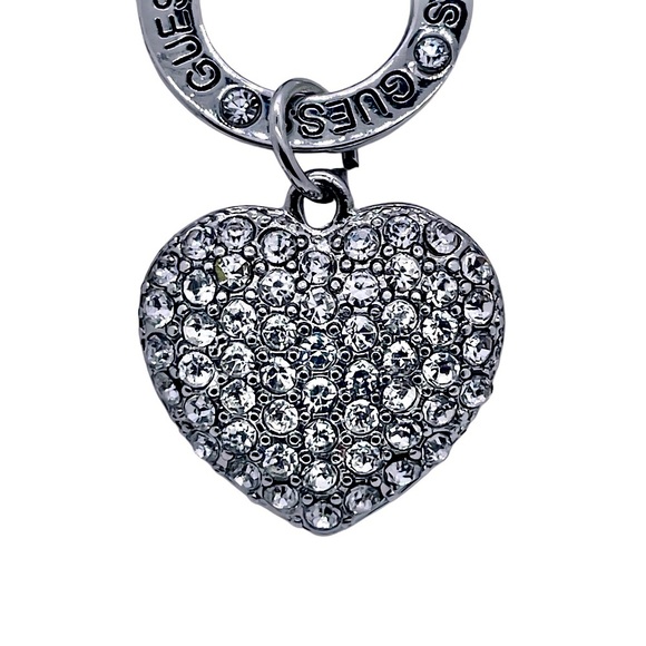 GUESS Vintage Pave Puffed Heart Charm Chain Link Toggle Bracelet with Box - Picture 5 of 9